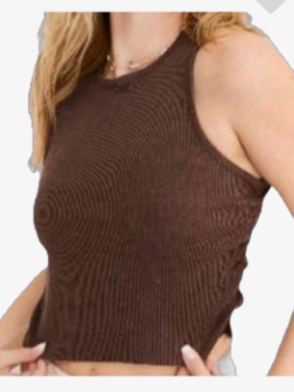 🆕NWT Aerie Rouchy Rib Tank Top in 'Dark Maple', Size Medium